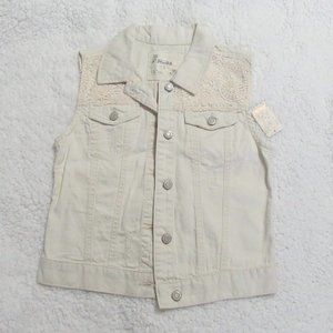 Mudd Lace Denim Vest Khaki Size: Small